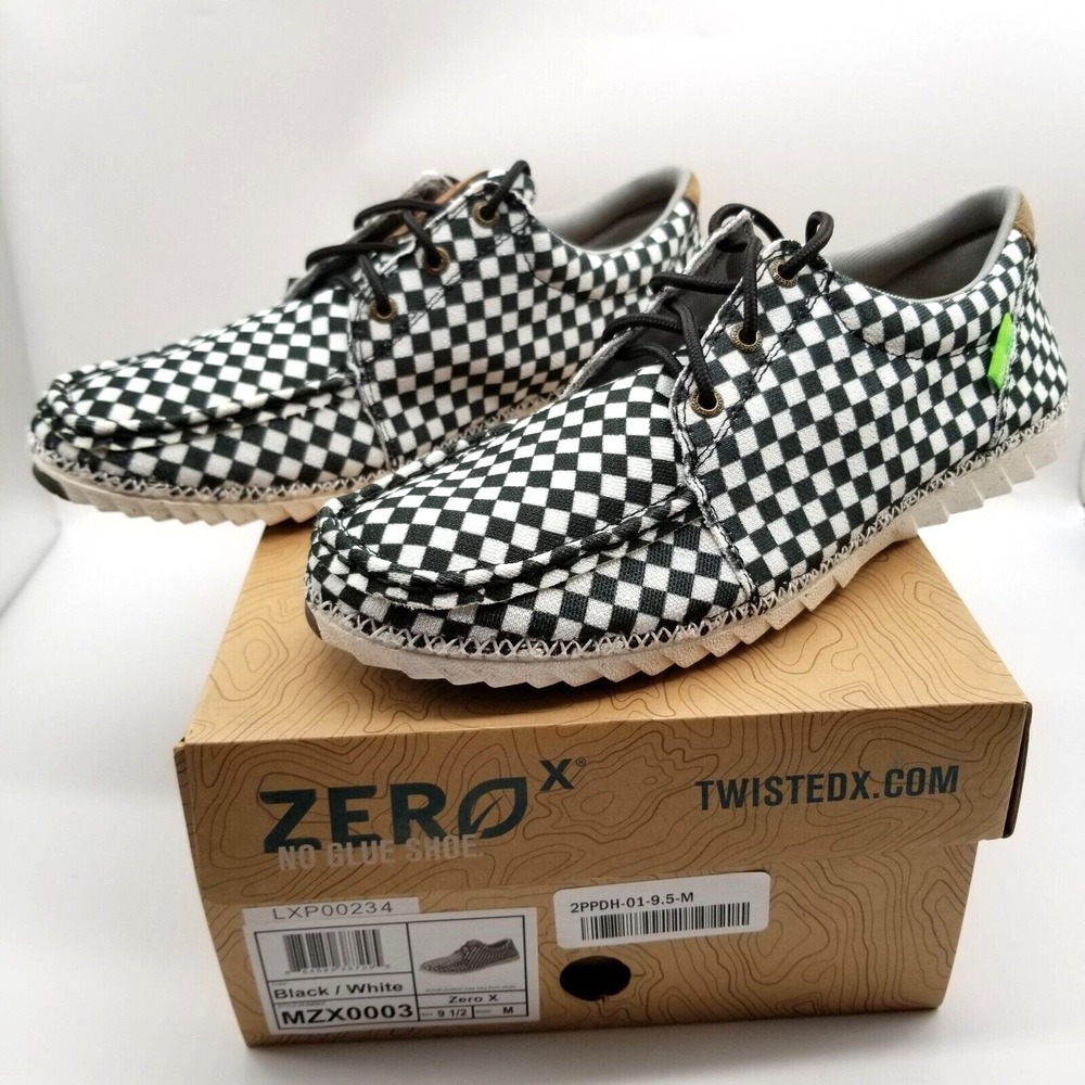 Twisted x Zero Men Casual Comfort Lace Up shoes Size‎ 9.5 M Check Black White